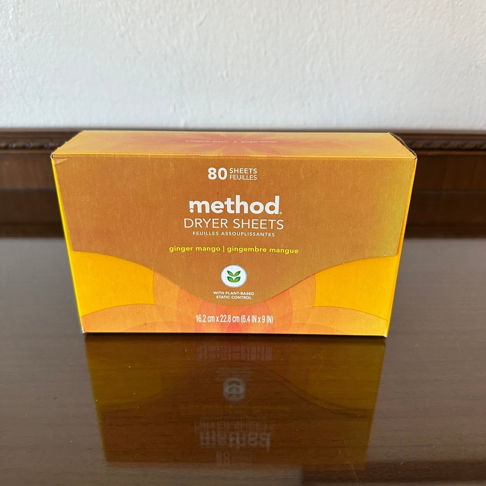 Method Dryer Sheets Ginger Mango Scent 80 Count Plant-Based Static Control